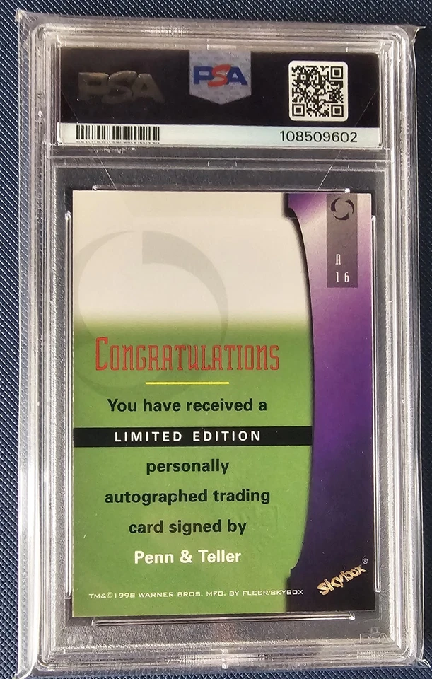 Babylon 5 Season Five SkyBox 1998 Auto Autograph A16 Penn and Teller PSA 7 - Image 2 of 2