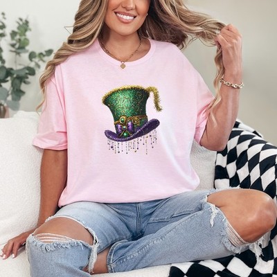 Karneval Zylinder Hut Damen ringgesponnen T-Shirt Karneval Fat Tuesday Geschenk für Sie