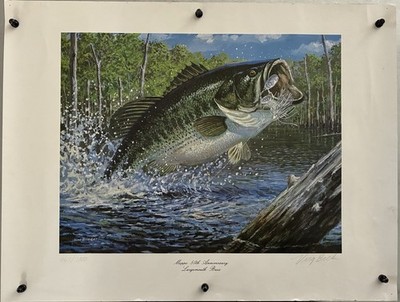 MEPPS 50TH ANNIVERSARY LARGEMOUTH BASS VIRG BECK PRINT POSTER SIGNED & NUMBERED