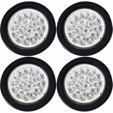 4 White 18 Led Round Reverse Backup Tail Truck Light With Grommet Wiring- Qty 4
