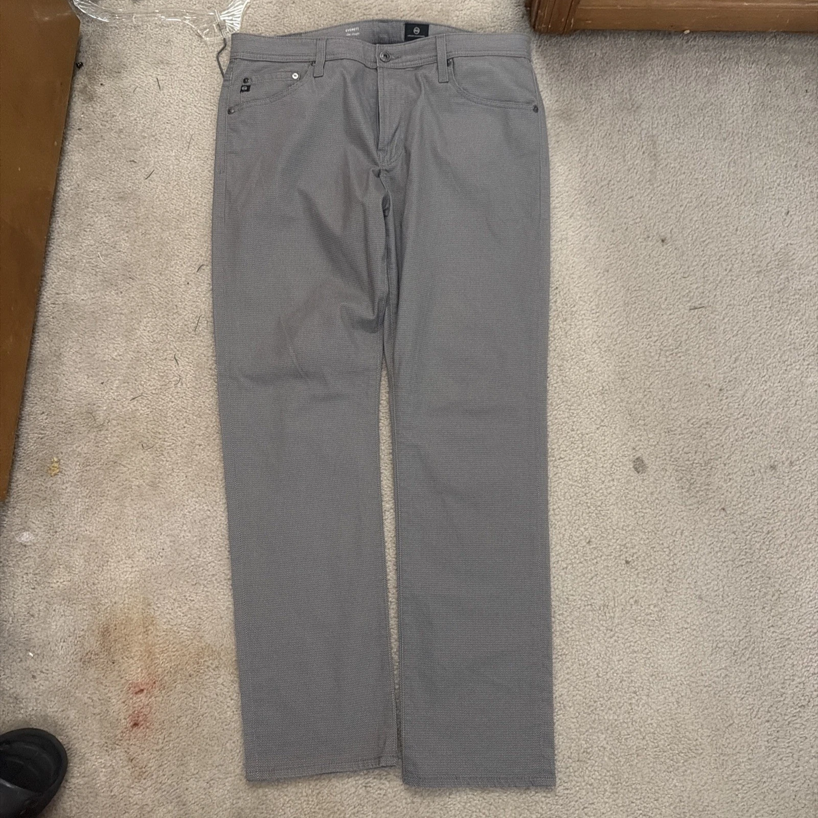 AG Adriano Goldschmied The Everett Slim Straight Pants Mens 36x32 Grey Office