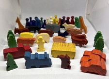 Vintage German Erzgebirge Miniature Wooden Toys Cars Trains Trees Animals Lot A7