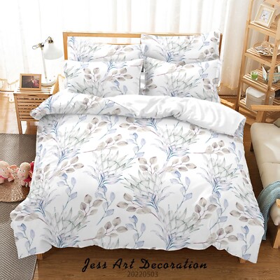 3D Flower Leaves Flora Pattern Quilt Cover Set Bedding Sets Pillowcases Queen