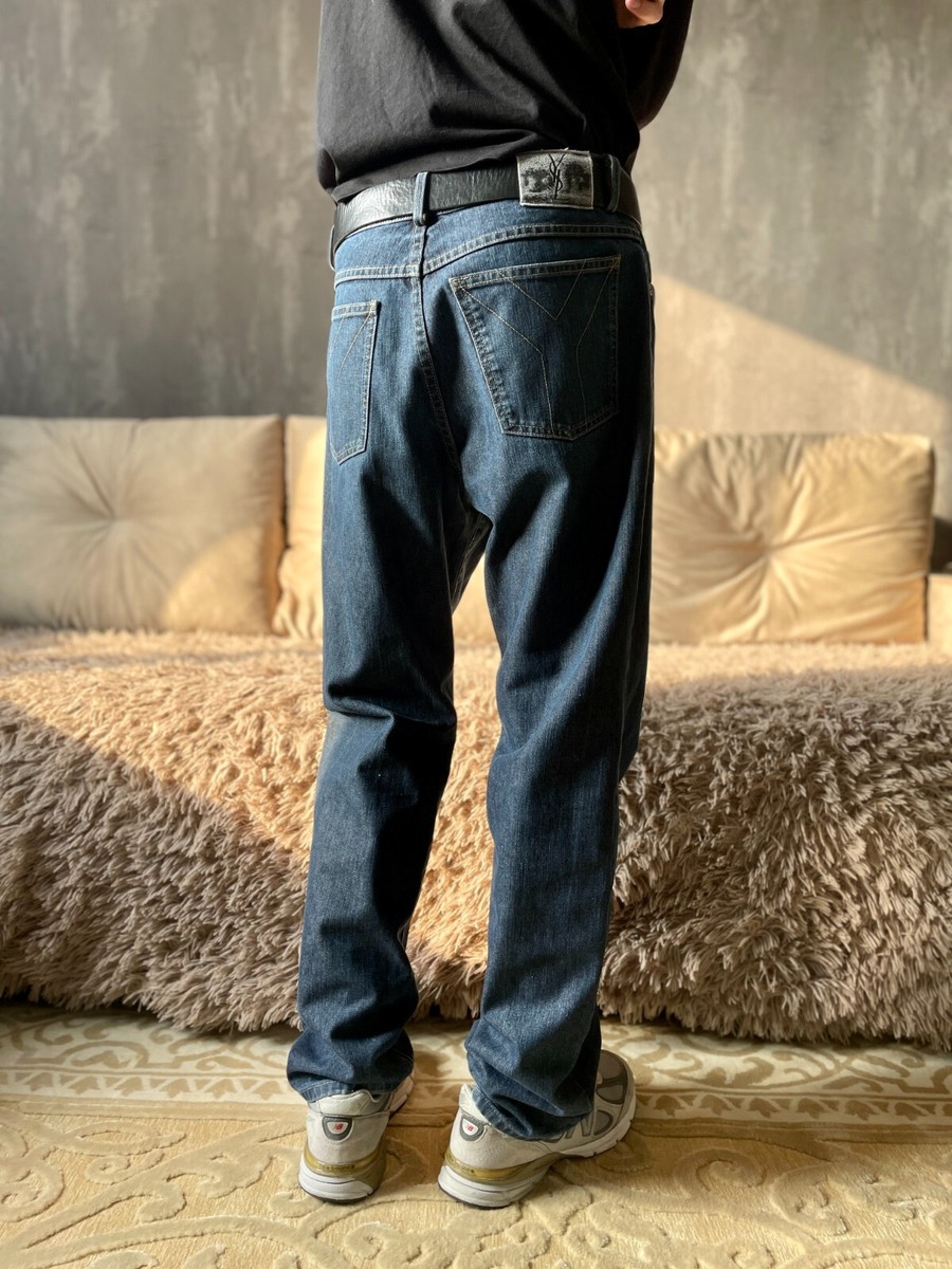⭐ YSL Yves Saint Laurent Jeans Big embroidered Logo Vintage 90s
