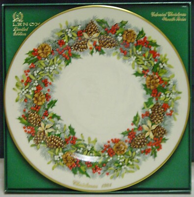 LENOX COLUMBIA レノックス コロンビア 27cmプレート ４枚 COMPLETE SET of 13 LENOX COLONIAL CHRISTMAS WREATH PLATES MINT IN