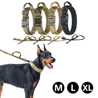 TIMOAU Tactical Military Dog Collar Adjustable Metal Buckle with Handle+Leash Lead Rope
