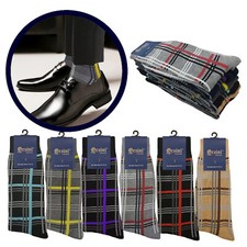 6 Pairs Cotton Dress Socks First Quality Plaid Socks 10-13 Multicolor