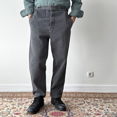 1960s 1950s Vintage French Workwear Buckle Back Suspender Salt