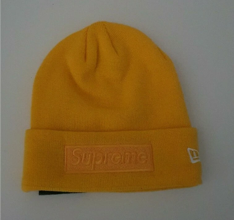 FW14 Supreme NEW ERA Tonal Kiste Logo Senf Beanie Sehr Selten Hut Vintage 2014