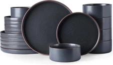 Ceramic Dinnerware Sets for 6, High Edge Stoneware Plates and Bowls Set, Chip an