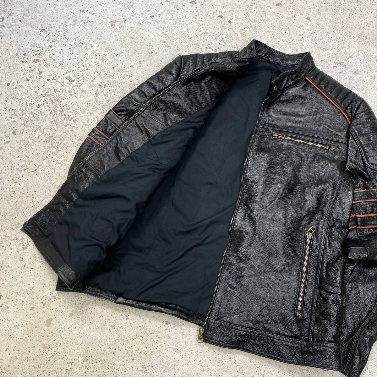 Urban Baron Motorcycle Genuine Black Leather Jacket Style Avirex