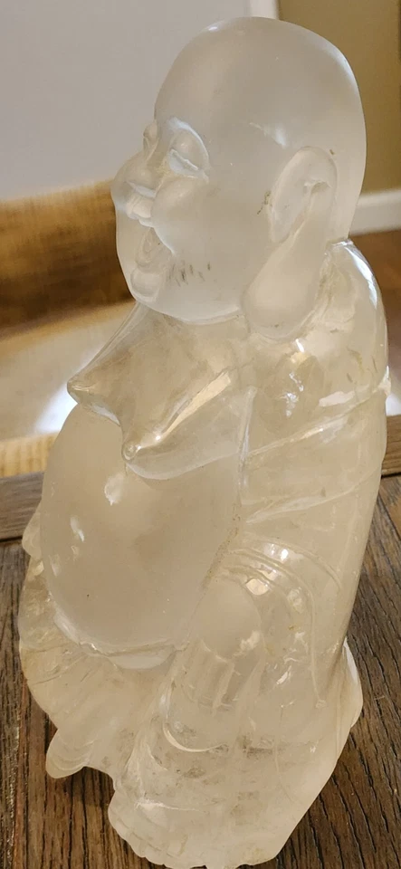 СТАРИННЫЙ КИТАЙСКИЙ РУЧНОЙ РЕЗЬБЫ БОЛЬШОЙ ТЯЖЕЛЫЙ 8 1/4 «КАМЕНЬ КРИСТАЛЛ БУДДА 18 000 КАРАТ - Изображение 3 из 4