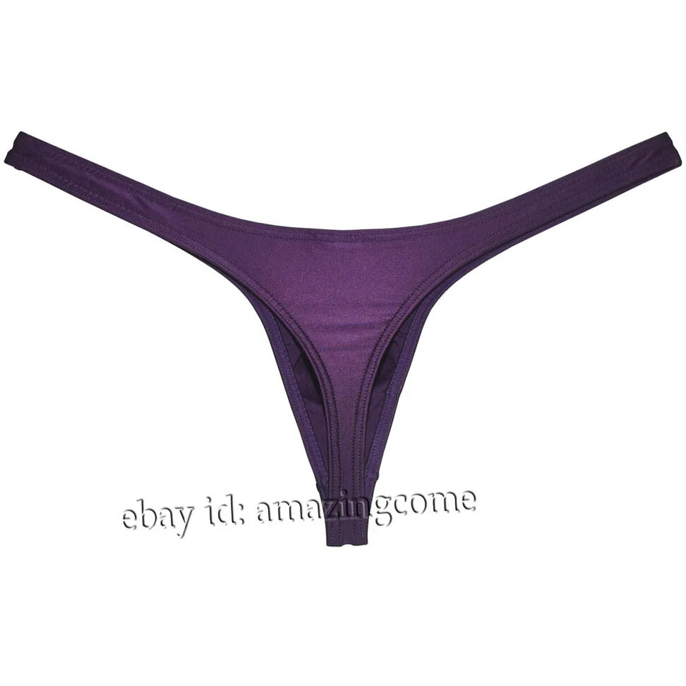 Hot Men's 3-Pack Shine T-back Soft Underwear Bulge Pouch Bikini Thong Underpants - Image 2 of 4