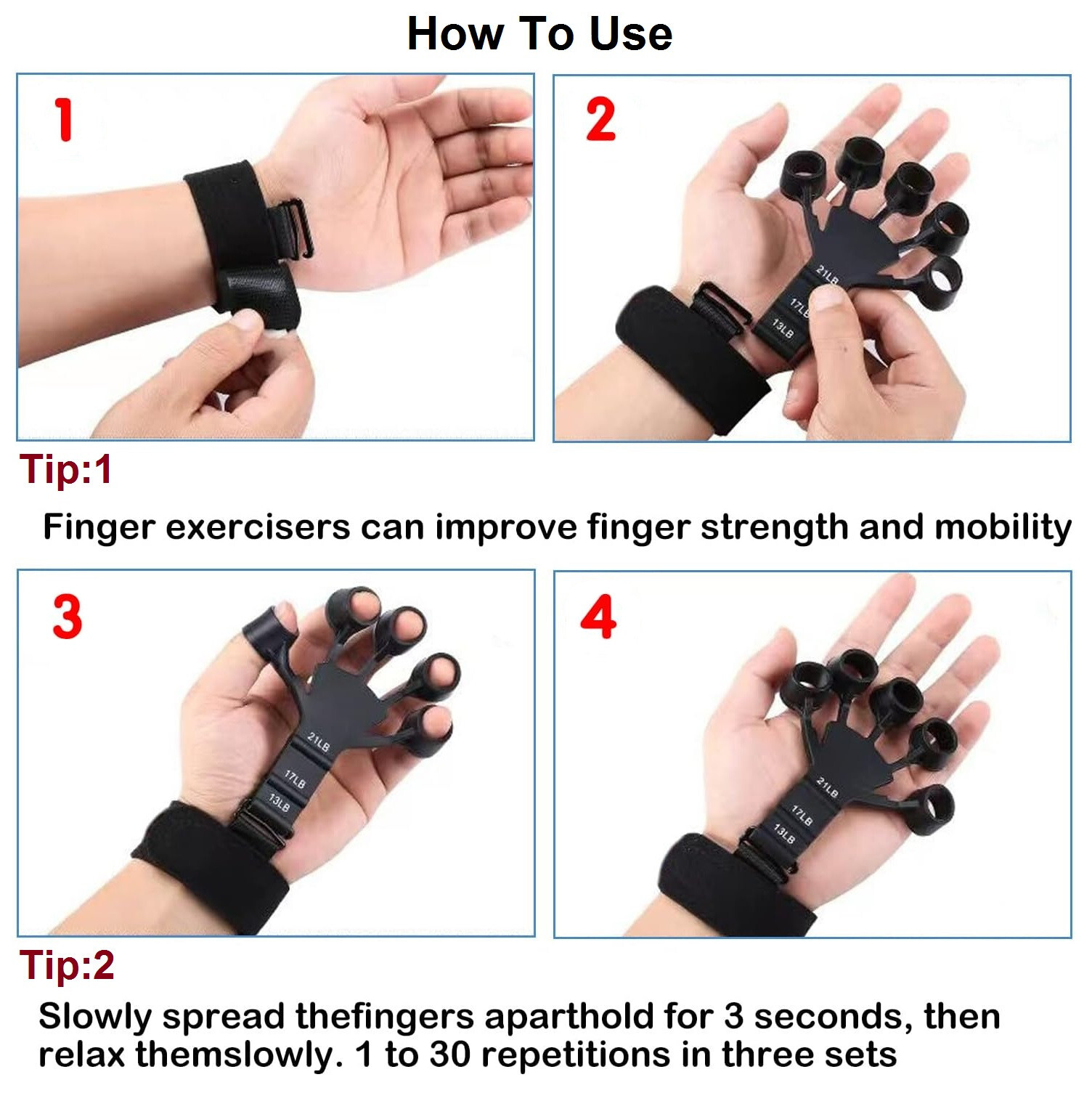 Silicone Gripster Grip Strengthener Finger Stretcher Hand Trainer Gym