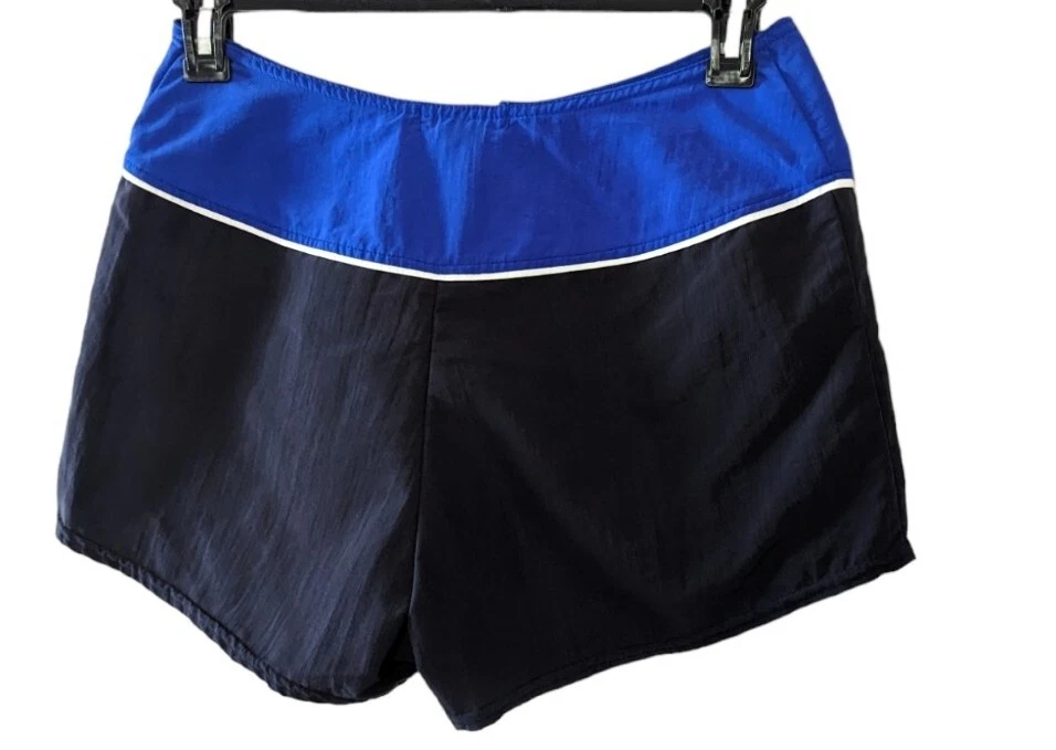 Pantalones cortos de nailon vintage Nautica grandes con cremallera frontal negro y azul Y2K Foto 4 de 4