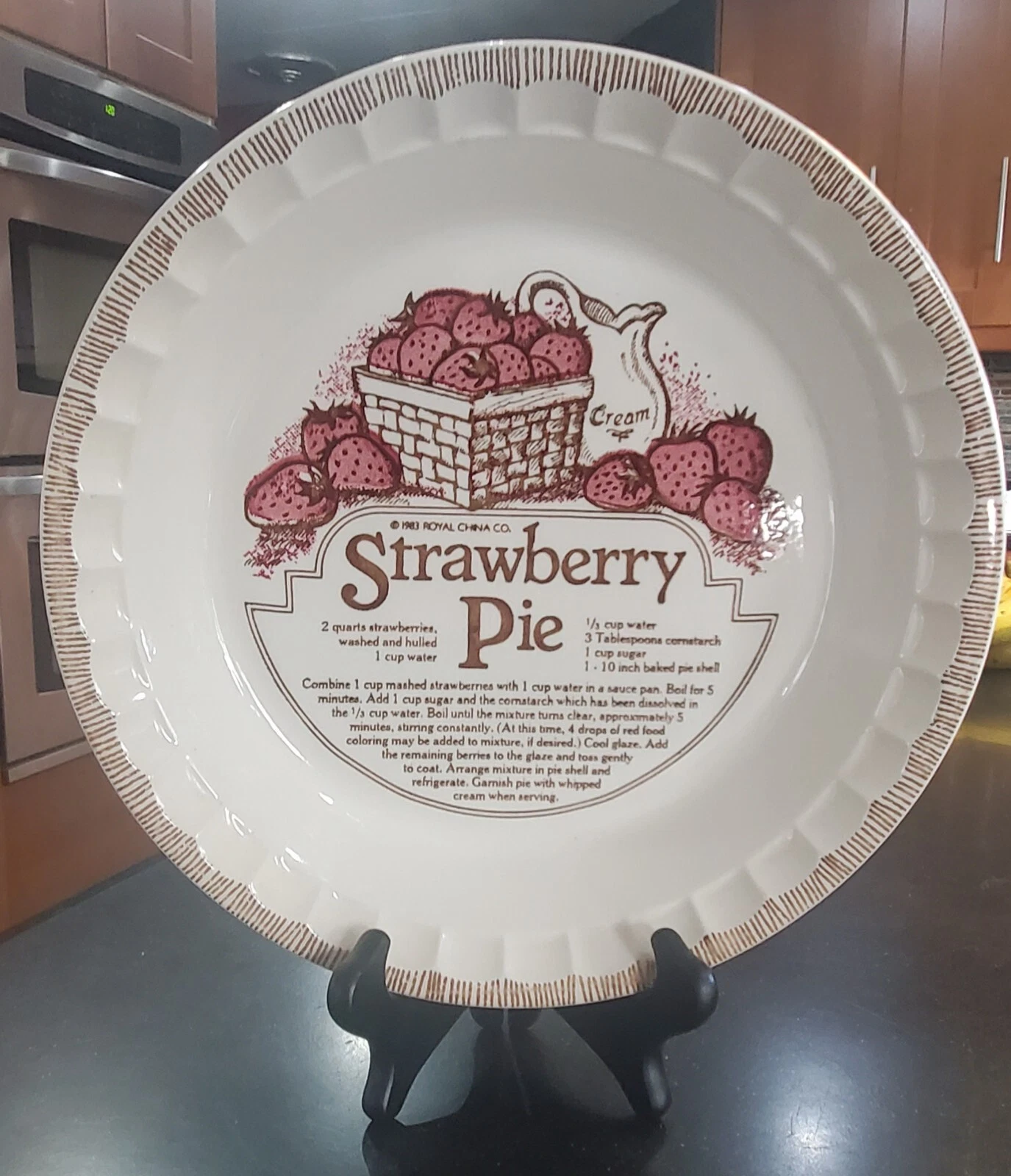 Old Country Style Ironstone 11" Pie Dish Country Harvest Strawberry Pie Recipe