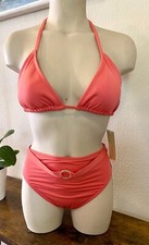 MICHAEL KORS S BIKINI SWIM SET LOGO O-RING FLAMINGO CORAL NWT 2 PC 114 SOLD OUT