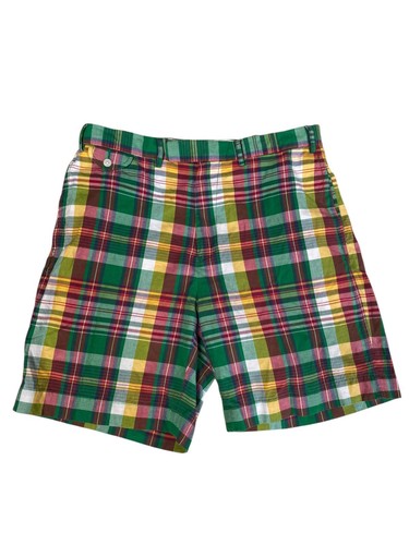 Vintage Polo Ralph Lauren Chino Shorts Mens Size 34 Plaid Green Straight Preppy