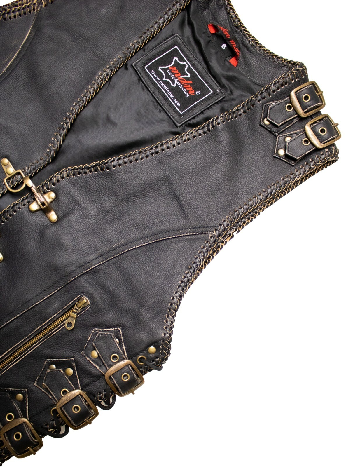 EURO STARS Herren Lederkutte - Biker Weste Aus Rindleder Mit 3 Schnallen