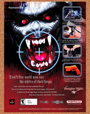 Vampire Night PS2 Original 2002 Vintage Ad - Namco GunCon Video Game Promo
