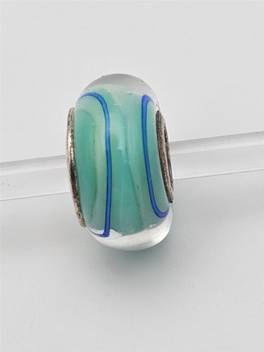 Neu Chamilia BLAU GRÜN WIRBEL Murano Glas & Sterling 925 Silber Perle O-10 $35 - Bild 2 von 6