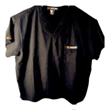 Nascar 2 Piece Scrub Set Size 2XL Black Pocket on Shirt has NASCAR Logo.