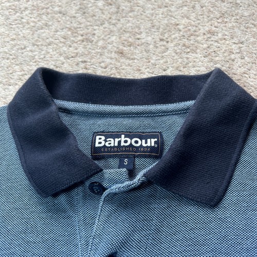Barbour Polo Shirt Blue Navy Small Flecked Embroidered - Picture 9 of 16
