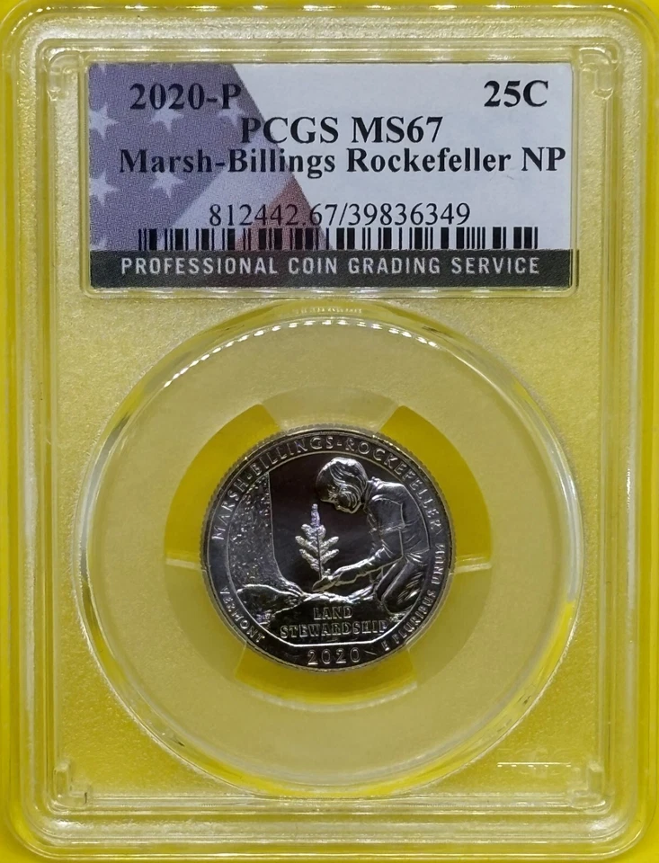 2020 P  Marsh-Billings Rockefeller NP  PCGS MS 67 Quarter - Image 3 of 4