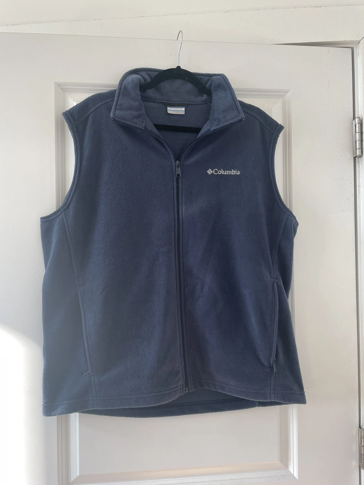 Columbia PFG Vest Adult L Blue Full Zip Fleece Zip Pocket Outdoors Fishing Mens