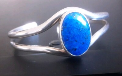 JB Jacoby Bender Lapis Lazuli & Sterling Silver Cuff Bracelet . Small Size. 