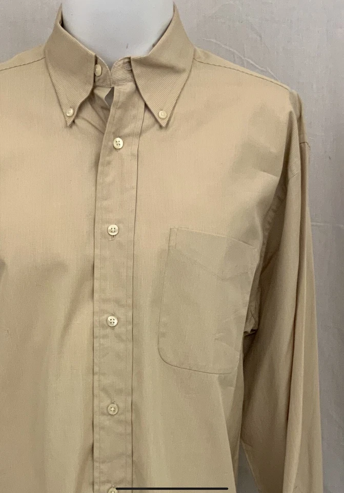 Рубашка Daniel Cremieux Collection Stanley 16 34 L желтовато-коричневая 100% хлопок YGI N2-677 - Изображение 3 из 4