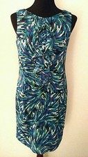 Abstract Print Ruffle Front Work Wedding Cocktail Sheath Dress size 4