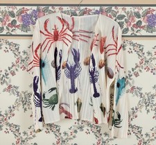 Issey Miyake Pleats Please Inspired Crab Lobster Sea Animal Beige Cardigan Coat