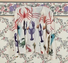 Issey Miyake Pleats Please Inspired Crab Lobster Sea Animal Beige Cardigan Coat