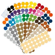 Color Coding Dot Labels, 1 inch Round Stickers, 24 dots, Permanent Outdoor Vinyl