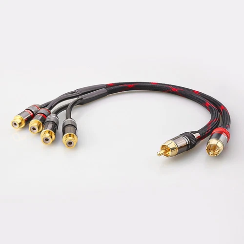 Pair RCA Male to 2 RCA Female Plug Audio Speaker Adapter Y Splitter Cable New - Picture 3 of 5