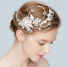 Bridal Hair Clip Freshwater Pearl Crystal Headpiece Wedding Accessories 02286 S