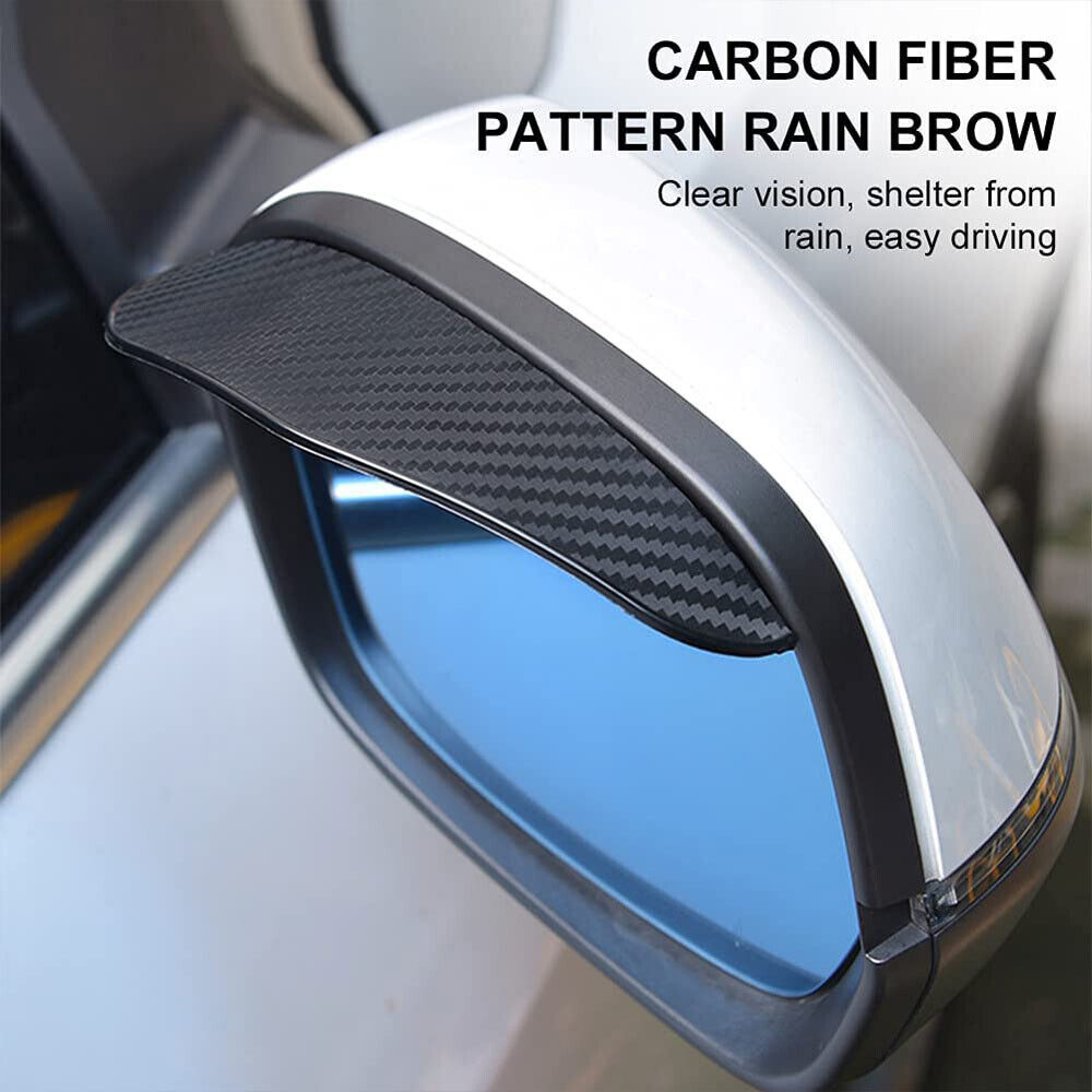Carbon Fiber Car Side Mirror Rain Guards Sun Visor 2PCS Eyebrow