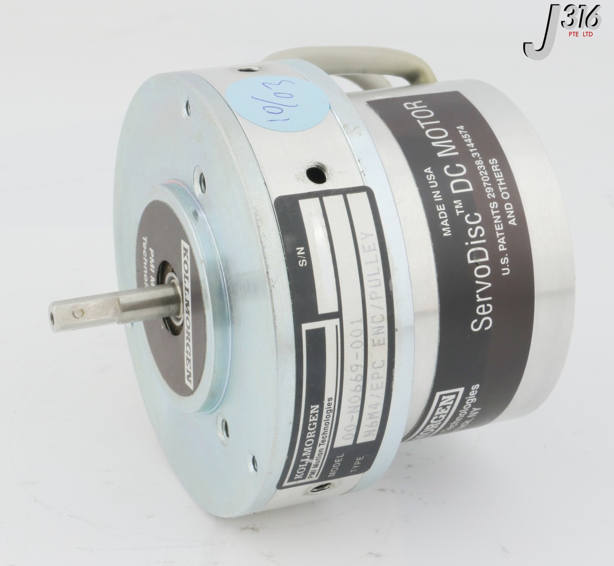 28244 KOLLMORGEN SERVODISC DC MTR N6M4/EPC ENC/PULLEY 00-N0669-001
