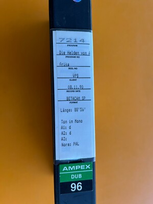 VPS - Die Helden von Afrika - 3M Betacam SP 96 Cassette  1/2 Zoll MAZ 