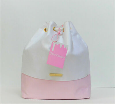 NWT Limited Ed Juicy Couture Drawstring Pink & White Bucket 