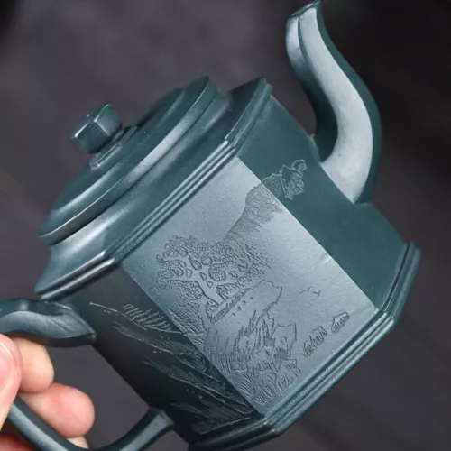 Olla de té de arcilla original de mineral real Yixing Zisha Tianqing con marca de kungfu chino - Imagen 5 de 12