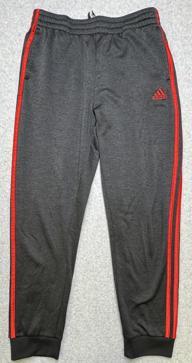 Adidas Youth/Teen Boys Gray Red Stripe Track Pants Warm Up Pants