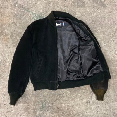 Schott Suede Leather Zip Up Jacket Blouson Men Size 40 IDEAL