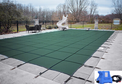 HPI Rectangle AquaMaster Solid Swimming Pool Safety Cover w/ Pump (Choose Size)