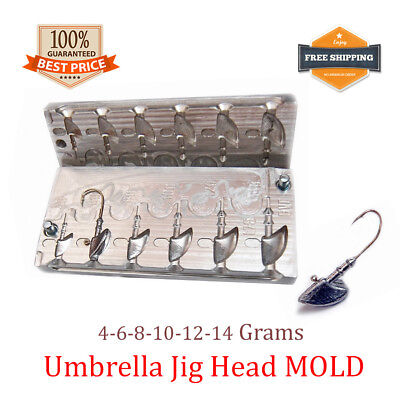 Fishing JigHead Umbrella Mold Lead Jig Head Sinker Weights 6 cavity (4 - 14  G)
