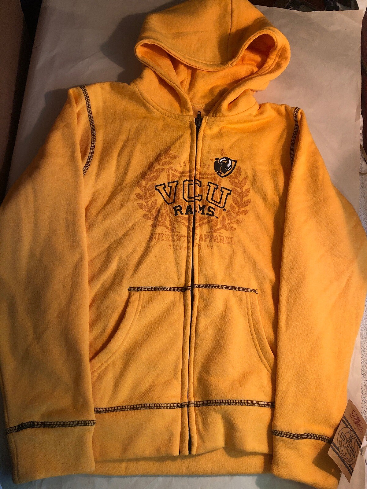 Yellow VCU Rams Girls' Long Sleeve Full Zip Hoodie Size XS (4/5) eBay
