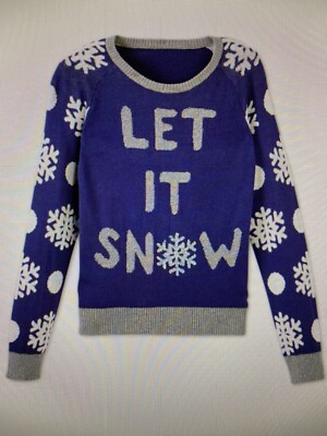 Girls' 'Let It Snow' Pullover Blue Sparkle Snowflake Sweater 