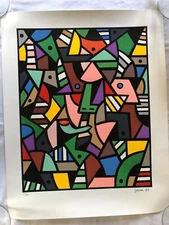 John Rosa 1994 Serigraph Postmodern Cubist Smoker Pencil Signed 124/300 