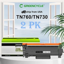 2PK Greencycle TN760 Toner Cartridge Compatible for Brother MFC-L2730DW L2750DW